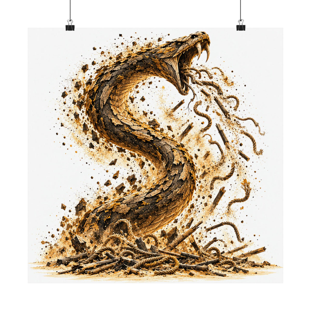 The Staff and the Serpent Art Print Poster, Symbolic Fine Art Wall Art, By Xudeyda