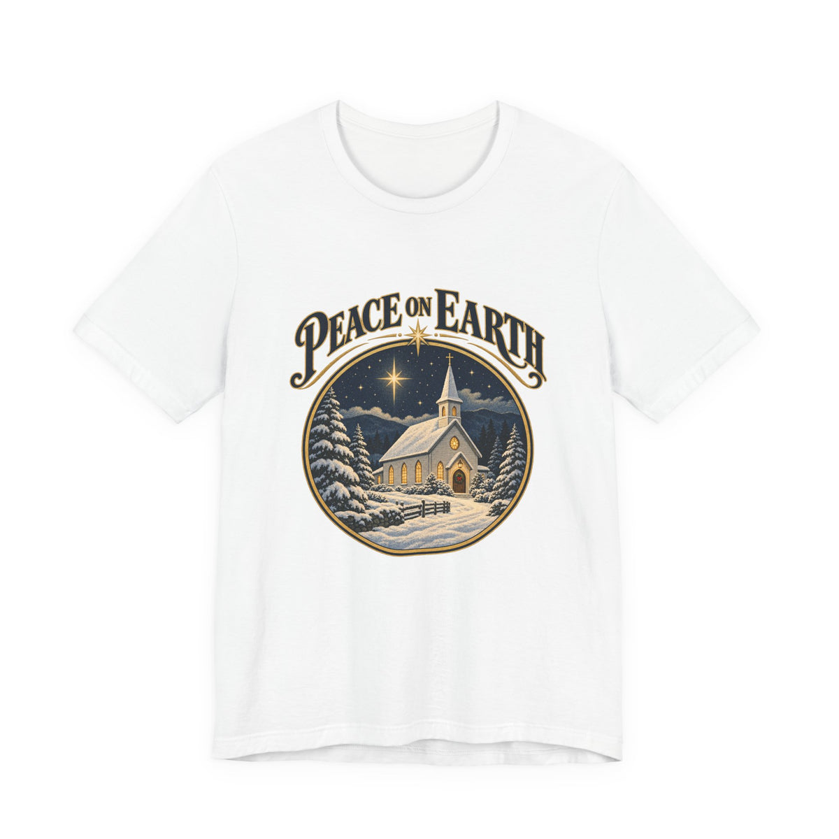 Peace on Earth Snowy Country Church Shirt