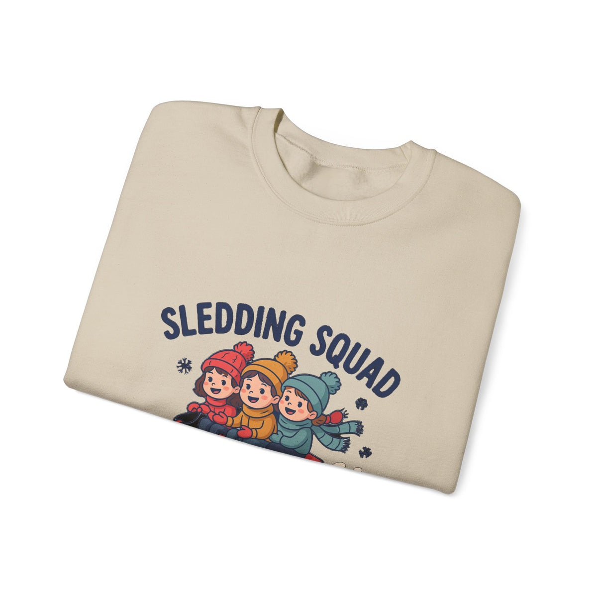 Sledding Squad Winter Kids Sweatshirt, Sledding Squad Crewneck Sweatshirt
