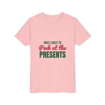 Most Likely to Peek at the Presents Kids Shirt, Most Likely to Peek at the Presents Kids T-Shirt