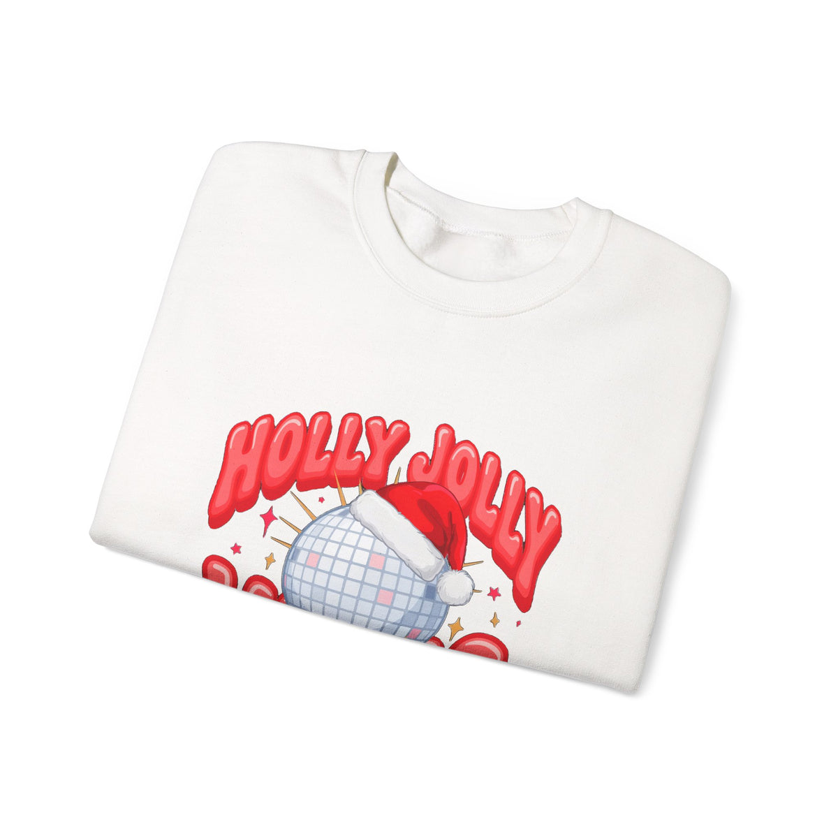 Holly Jolly Vibes Sweatshirt, Retro Disco Christmas Crewneck, Pink Holiday Sweater