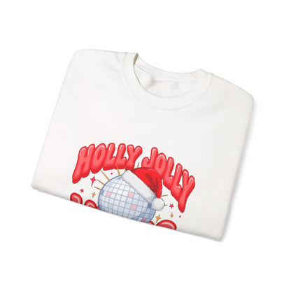 Holly Jolly Vibes Sweatshirt, Retro Disco Christmas Crewneck, Pink Holiday Sweater