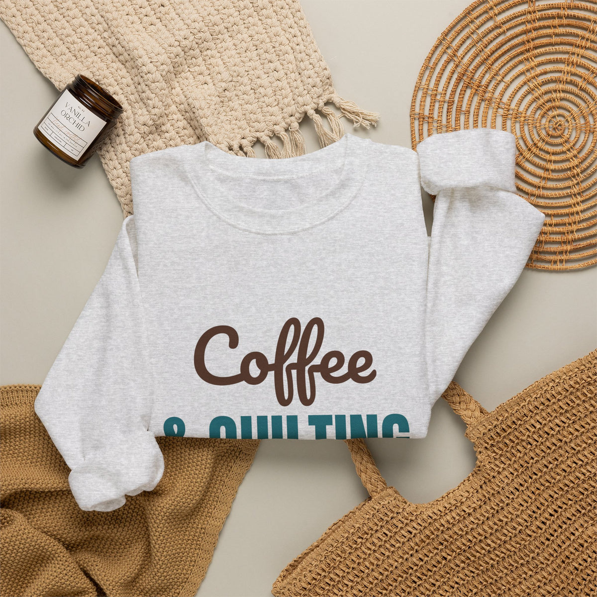 Coffee and Quilting Sew Happy Sweatshirt, Quilting Crewneck, Quilter Gift