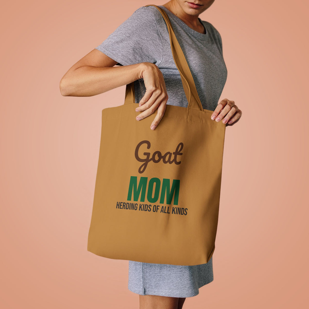 Goat Mom Herding Kids of All Kinds Tote Bag, Goat Mom Canvas Tote Bag