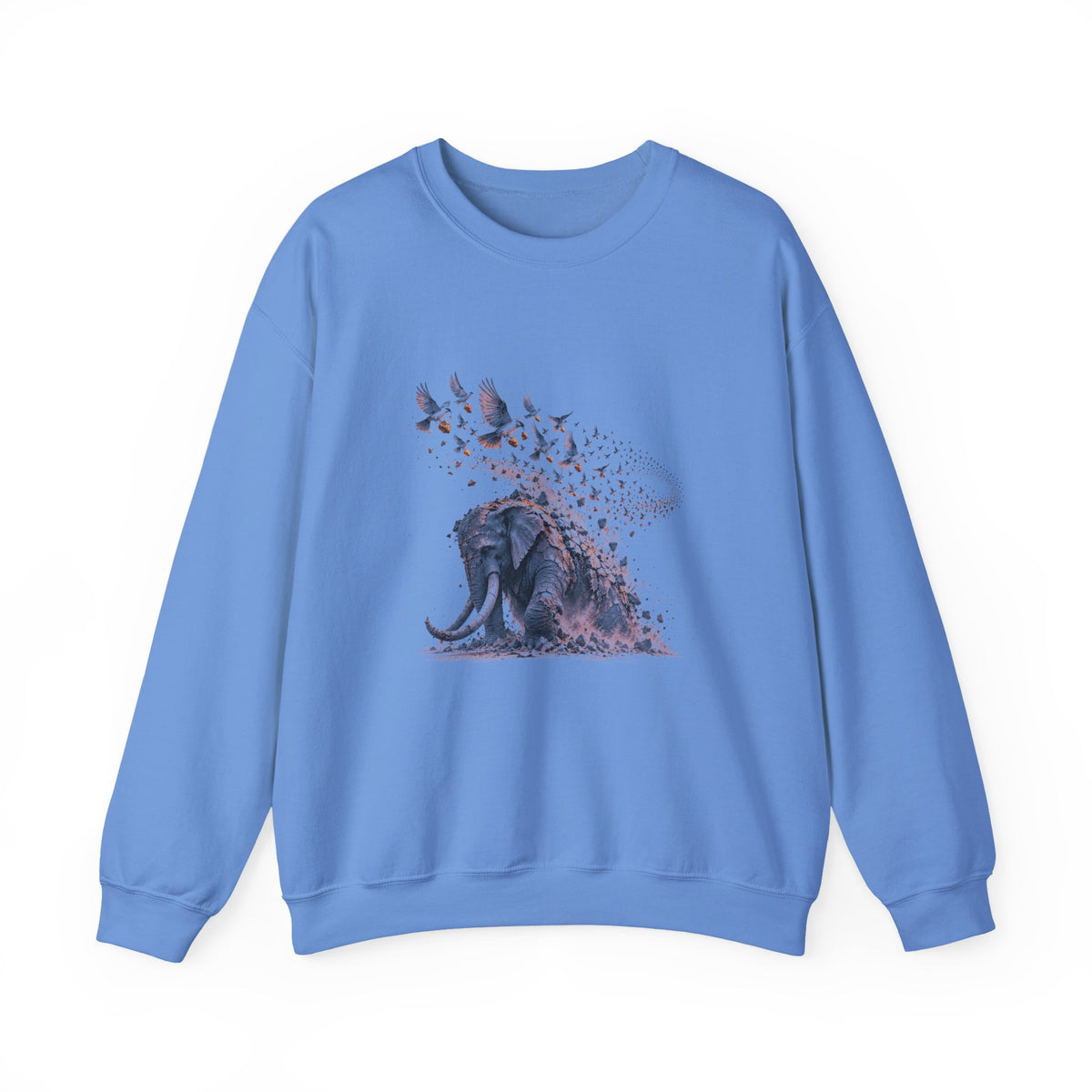 The Elephant and the Birds Sweatshirt, Symbolic Fine Art Crewneck, By Xudeyda