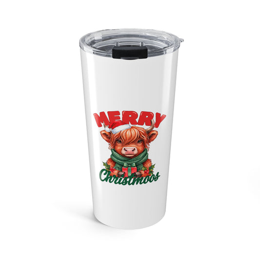 Merry Christmoos Highland Cow Tumbler, Cow Lover 20oz Insulated Tumbler