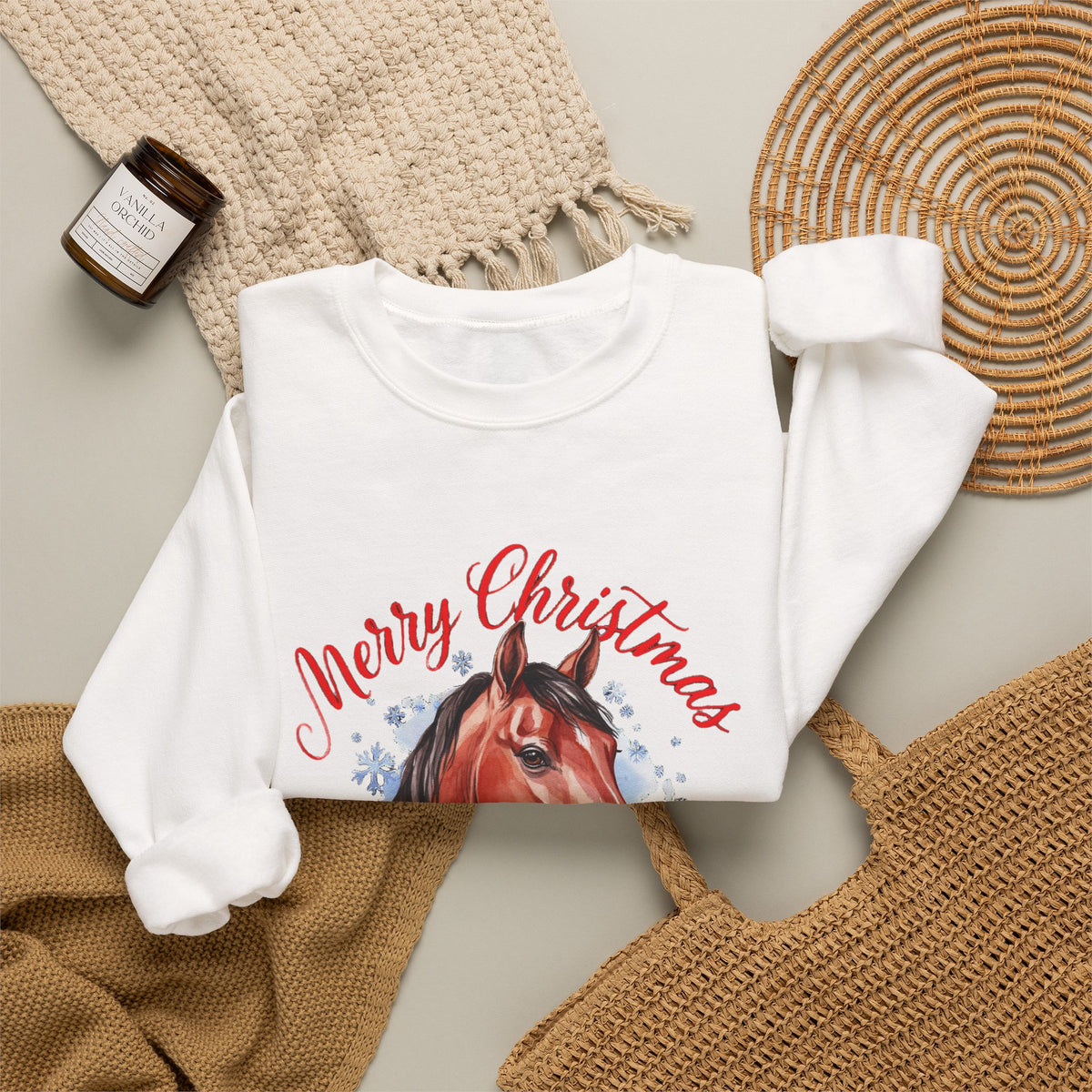 Merry Christmas Horse Girl Sweatshirt, Horse Lover Christmas Crewneck, Equestrian Gift