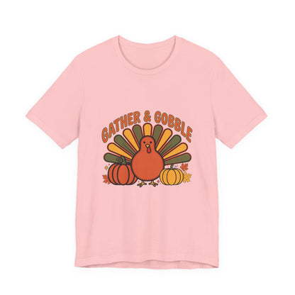 Gather and Gobble Retro Turkey Shirt, Gather and Gobble Thanksgiving Shirt, Retro Turkey Tee