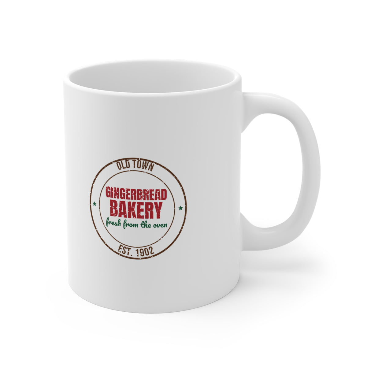 Old Town Gingerbread Bakery Est. 1902 Mug, Vintage Christmas Coffee Mug 11oz lifestyle