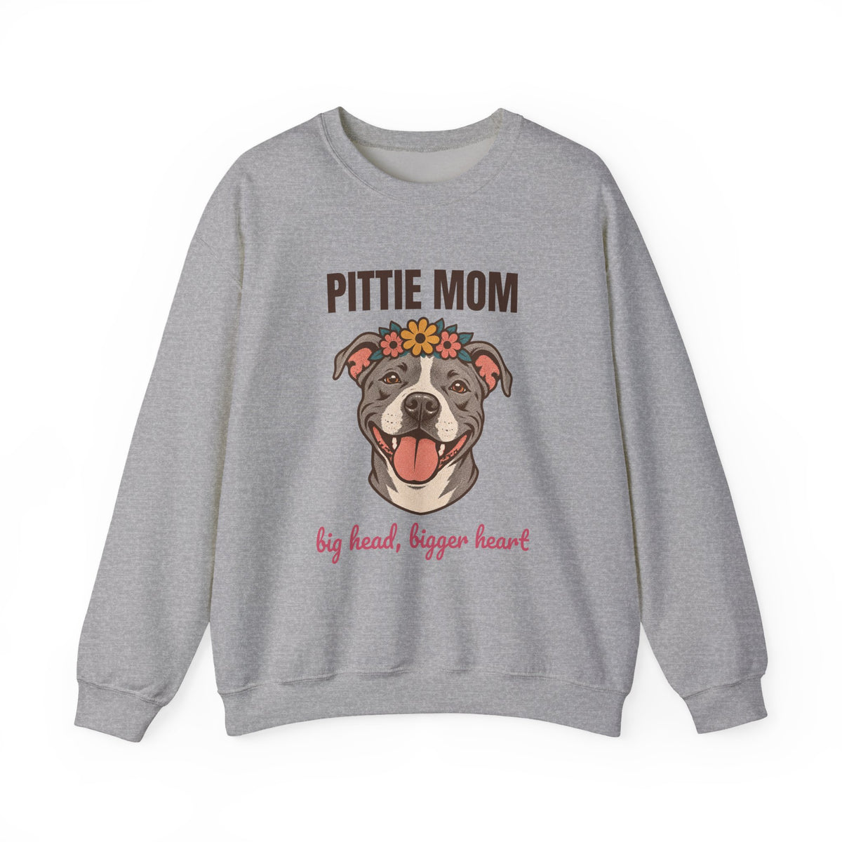 Pittie Mom Big Head Bigger Heart Sweatshirt, Vintage Pittie Mom Crewneck