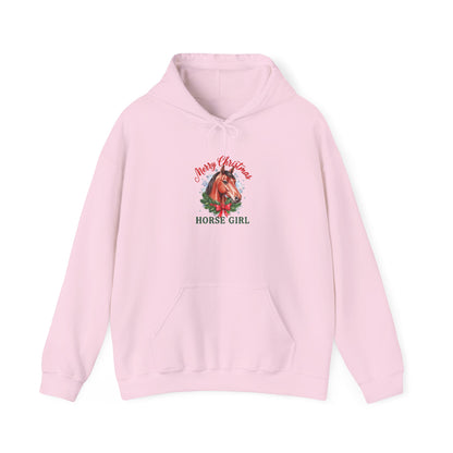 Merry Christmas Horse Girl Hoodie, Horse Lover Christmas Hooded Sweatshirt