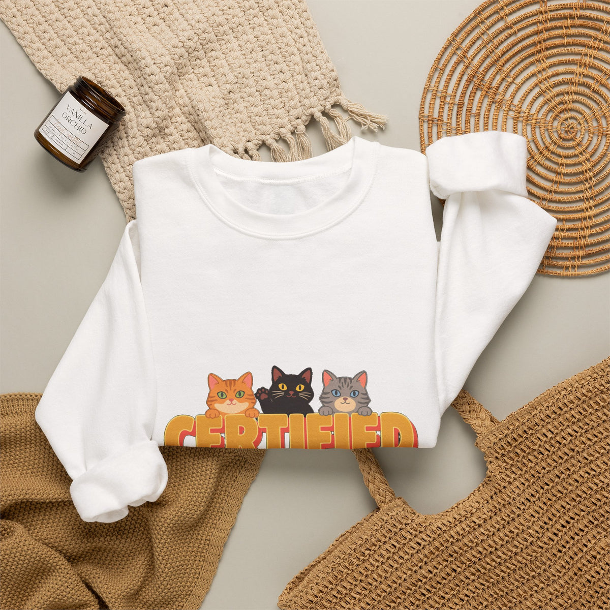 Certified Cat Lady Sweatshirt, Retro Cat Mom Crewneck, Cat Lover Gift