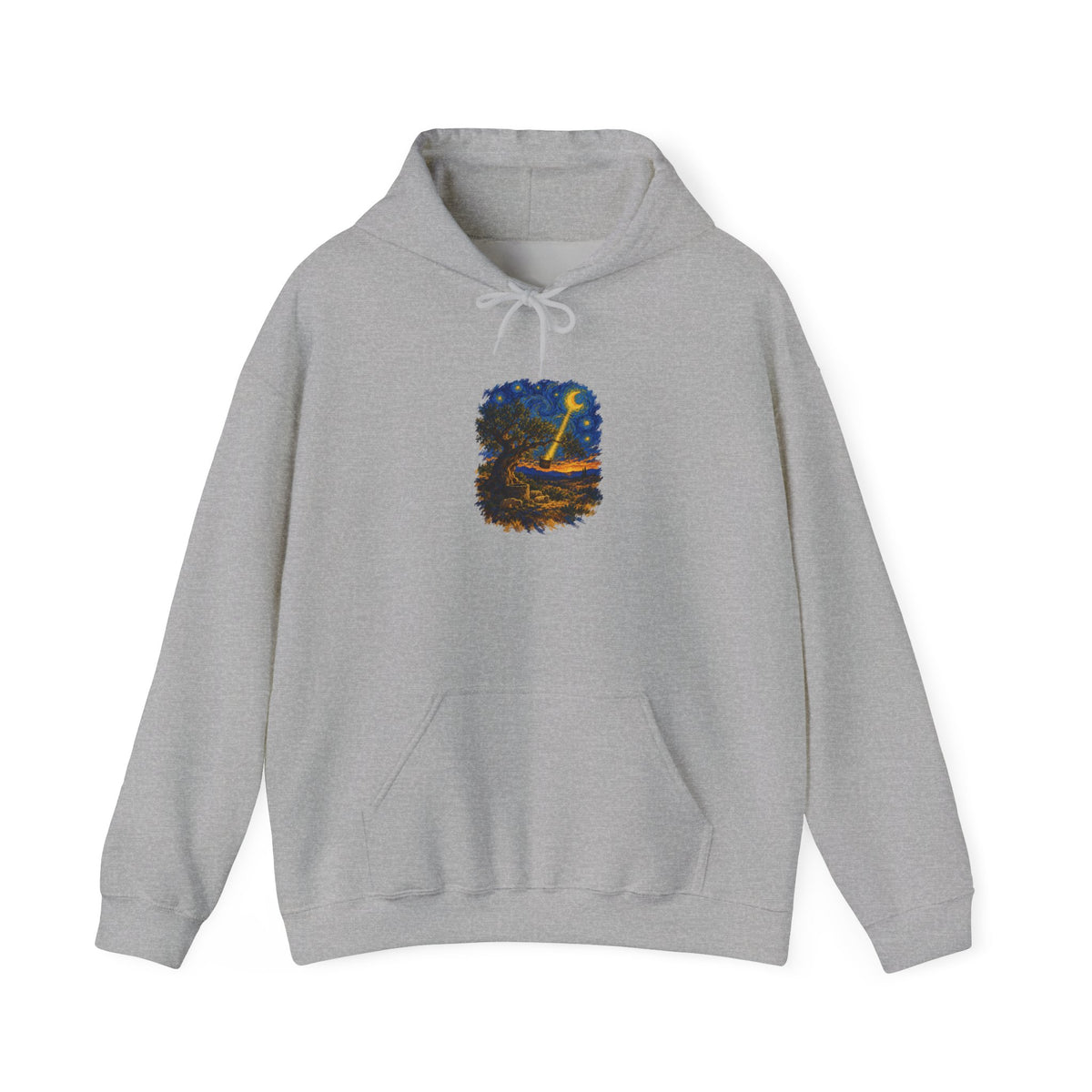 The Tree and the Empty Bucket Hoodie, Symbolic Fine Art Hooded Sweatshirt, By Xudeyda