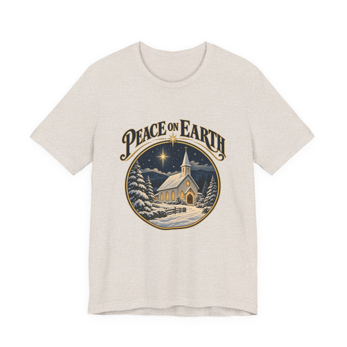 Peace on Earth Snowy Country Church Shirt, Peace on Earth Christmas T-Shirt, Peace on Earth Christmas Gift