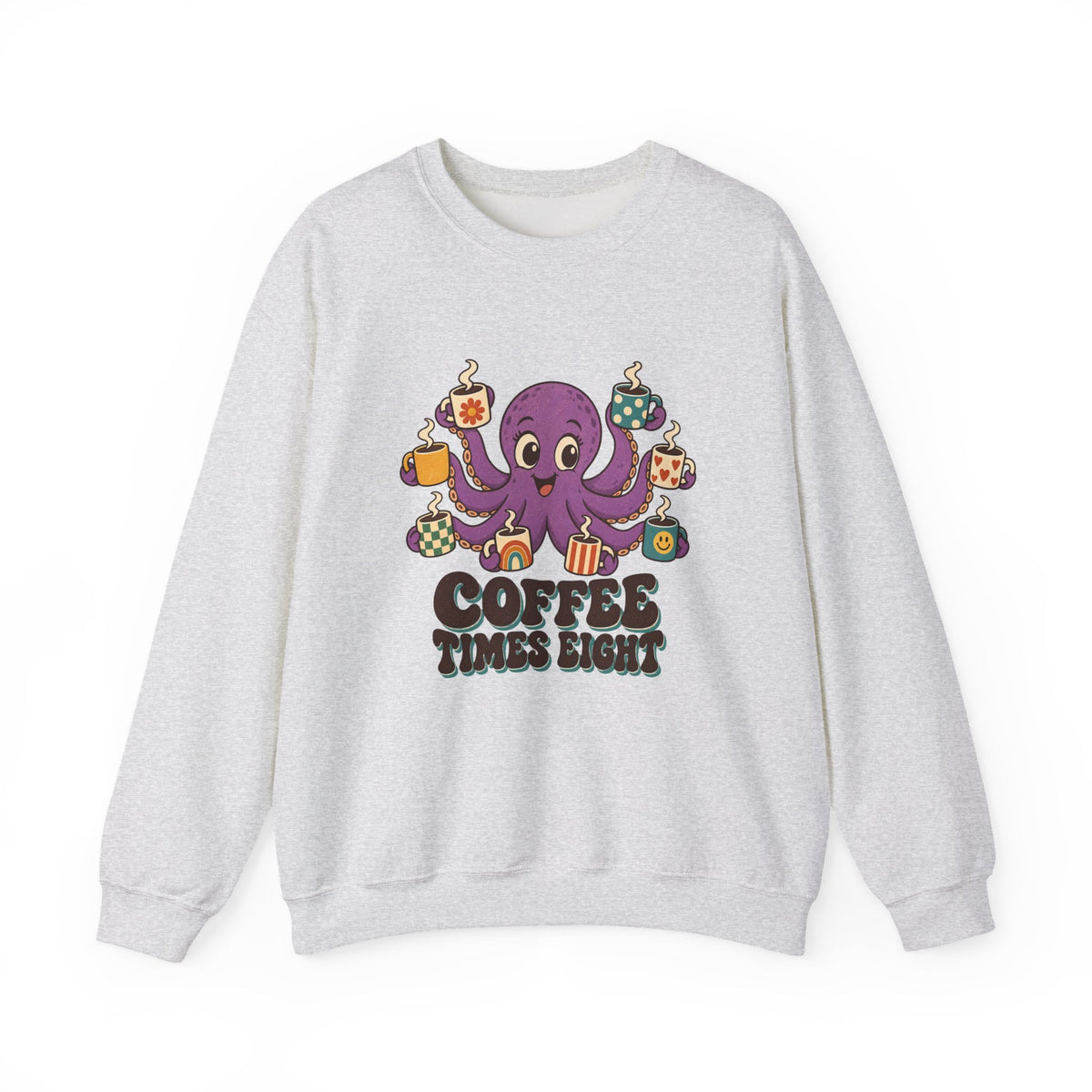 Coffee Times Eight Octopus Sweatshirt, Octopus Coffee Crewneck Sweatshirt