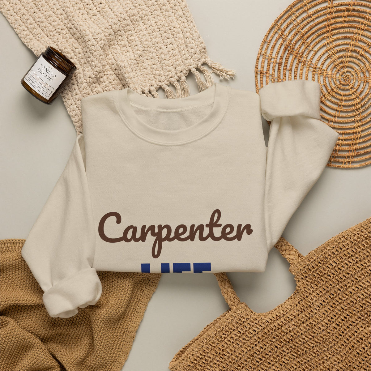 Carpenter Life Measure Twice Cut Once Sweatshirt, Carpenter Crewneck Sweatshirt