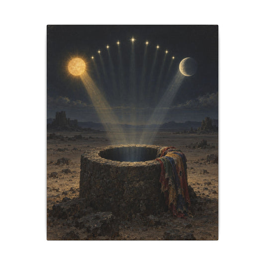 Eleven Stars Over the Well Canvas Wall Art, Symbolic Oil Painting Print, By Xudeyda