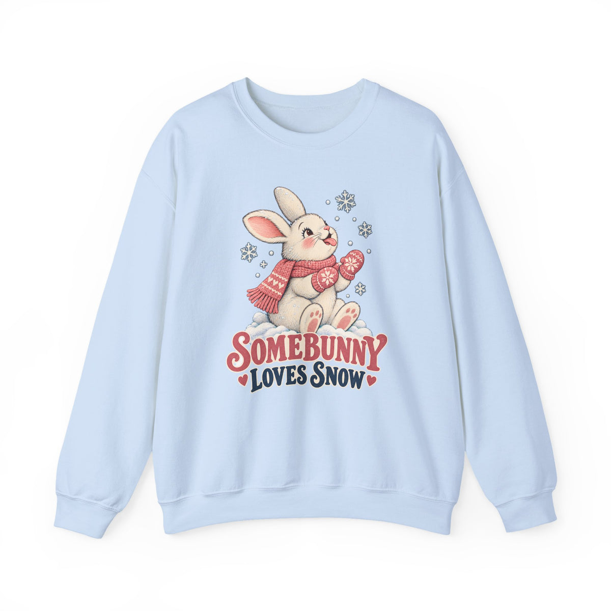 Somebunny Loves Snow Winter Bunny Sweatshirt, Snow Bunny Crewneck Sweatshirt