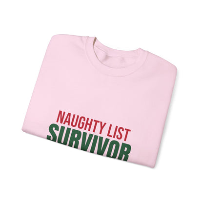 Naughty List Survivor Sweatshirt, Funny Christmas Crewneck