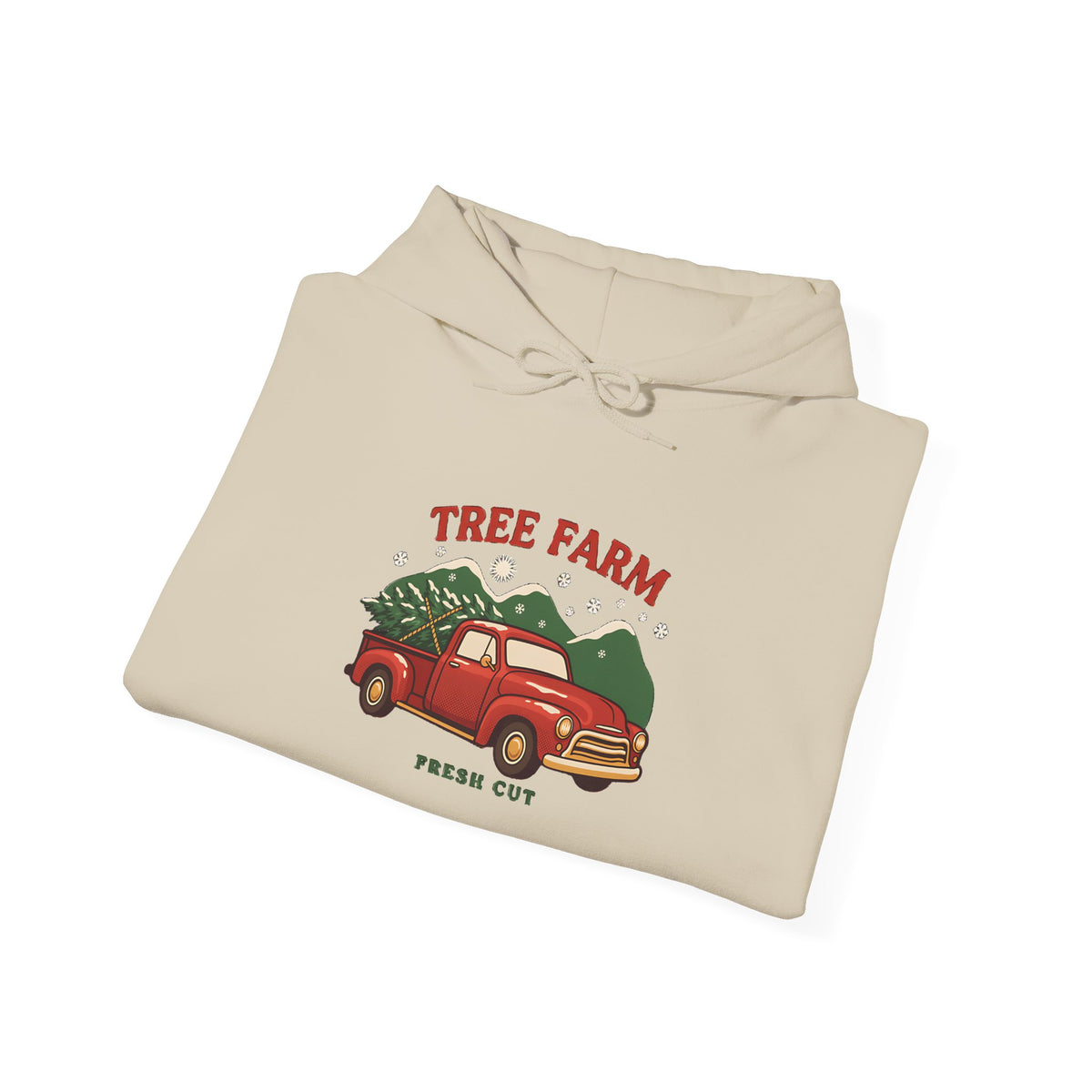 Christmas Tree Farm Hoodie, Vintage Red Truck Christmas Hooded Sweatshirt