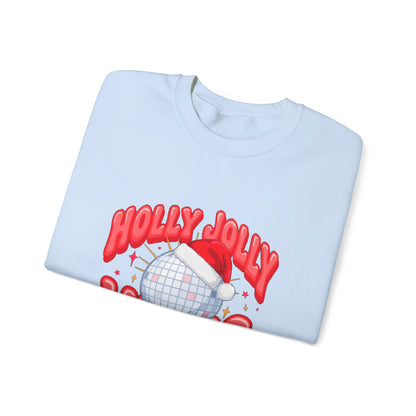 Holly Jolly Vibes Sweatshirt, Retro Disco Christmas Crewneck, Pink Holiday Sweater