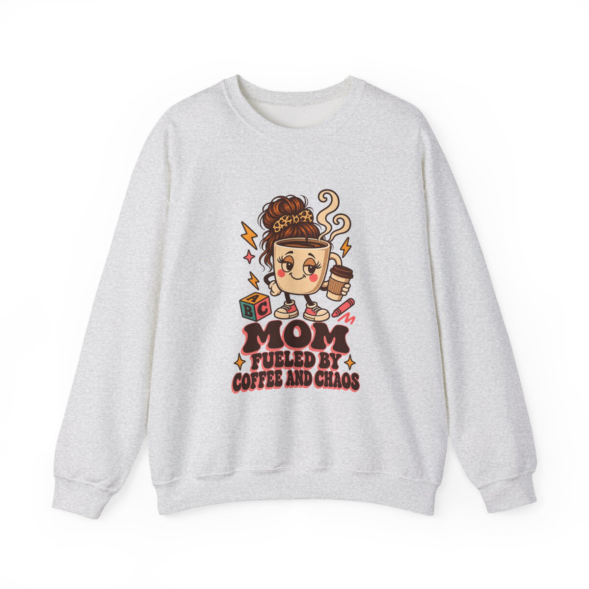 Mom Fueled by Coffee and Chaos Sweatshirt, Funny Mom Coffee Crewneck Sweatshirt