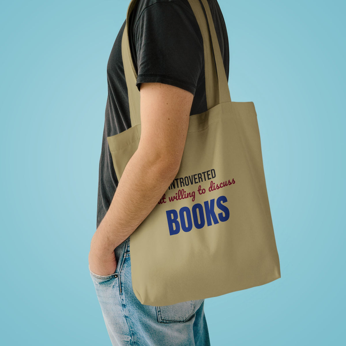 Introverted But Willing to Discuss Books Tote Bag, Introvert Book Lover Canvas Tote Bag