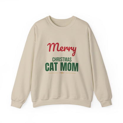 Merry Christmas Cat Mom Sweatshirt, Cat Mom Christmas Crewneck