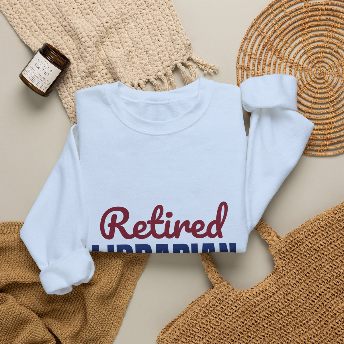 Retired Librarian Now Reading Full Time Sweatshirt, Librarian Retirement Crewneck Sweatshirt
