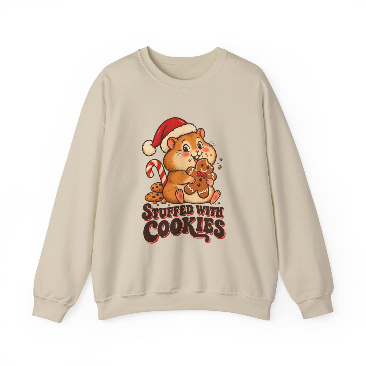 Stuffed With Cookies Christmas Hamster Sweatshirt, Hamster Christmas Crewneck Sweatshirt