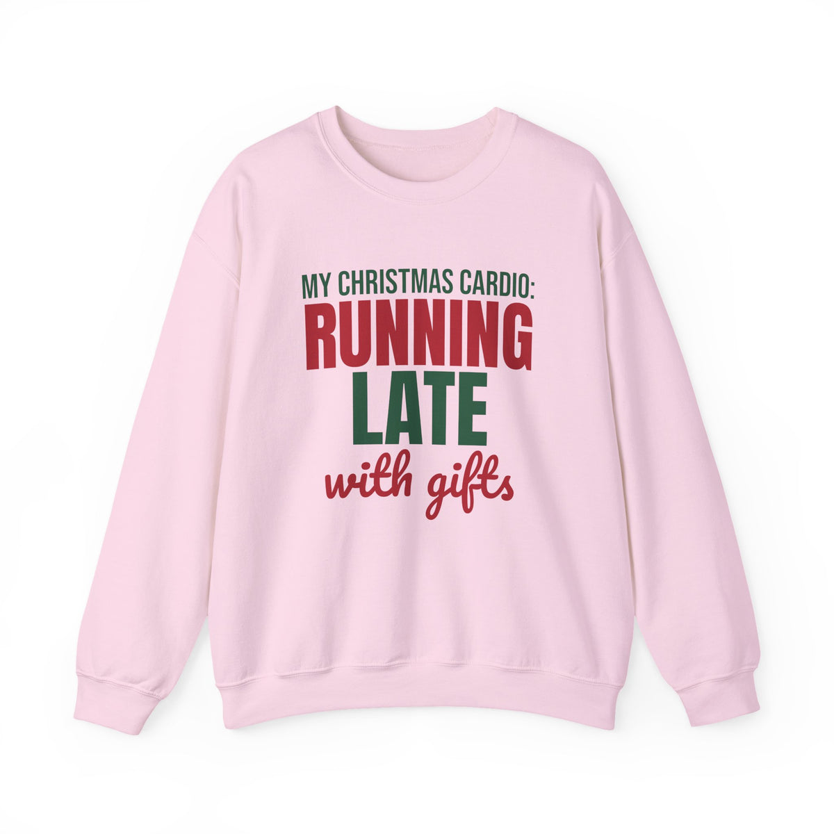 My Christmas Cardio Running Late With Gifts Sweatshirt, Funny Christmas Crewneck Sweatshirt