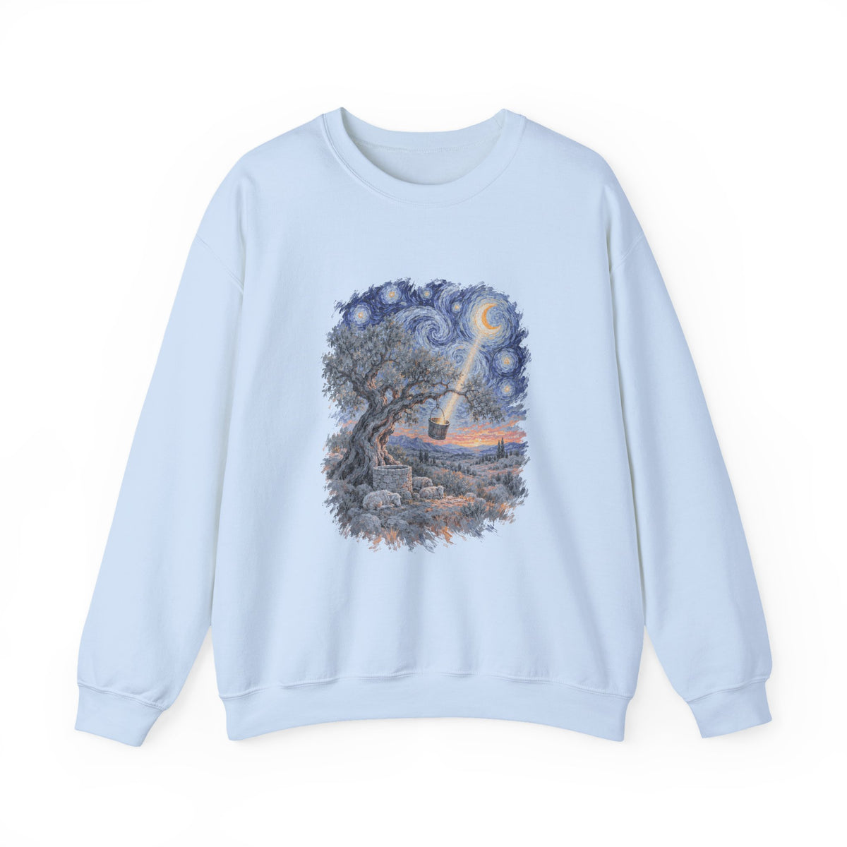The Tree and the Empty Bucket Sweatshirt, Symbolic Fine Art Crewneck, By Xudeyda