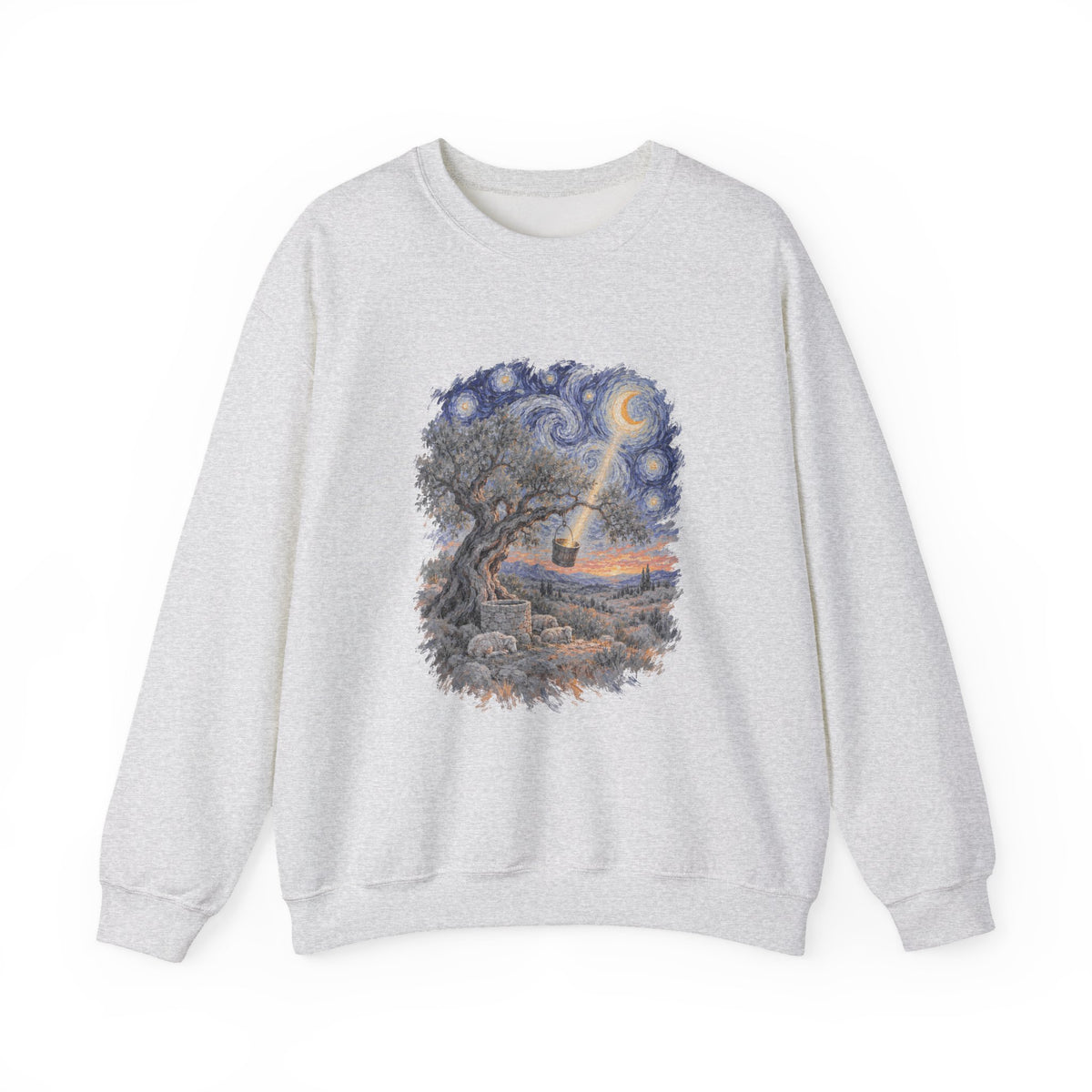 The Tree and the Empty Bucket Sweatshirt, Symbolic Fine Art Crewneck, By Xudeyda