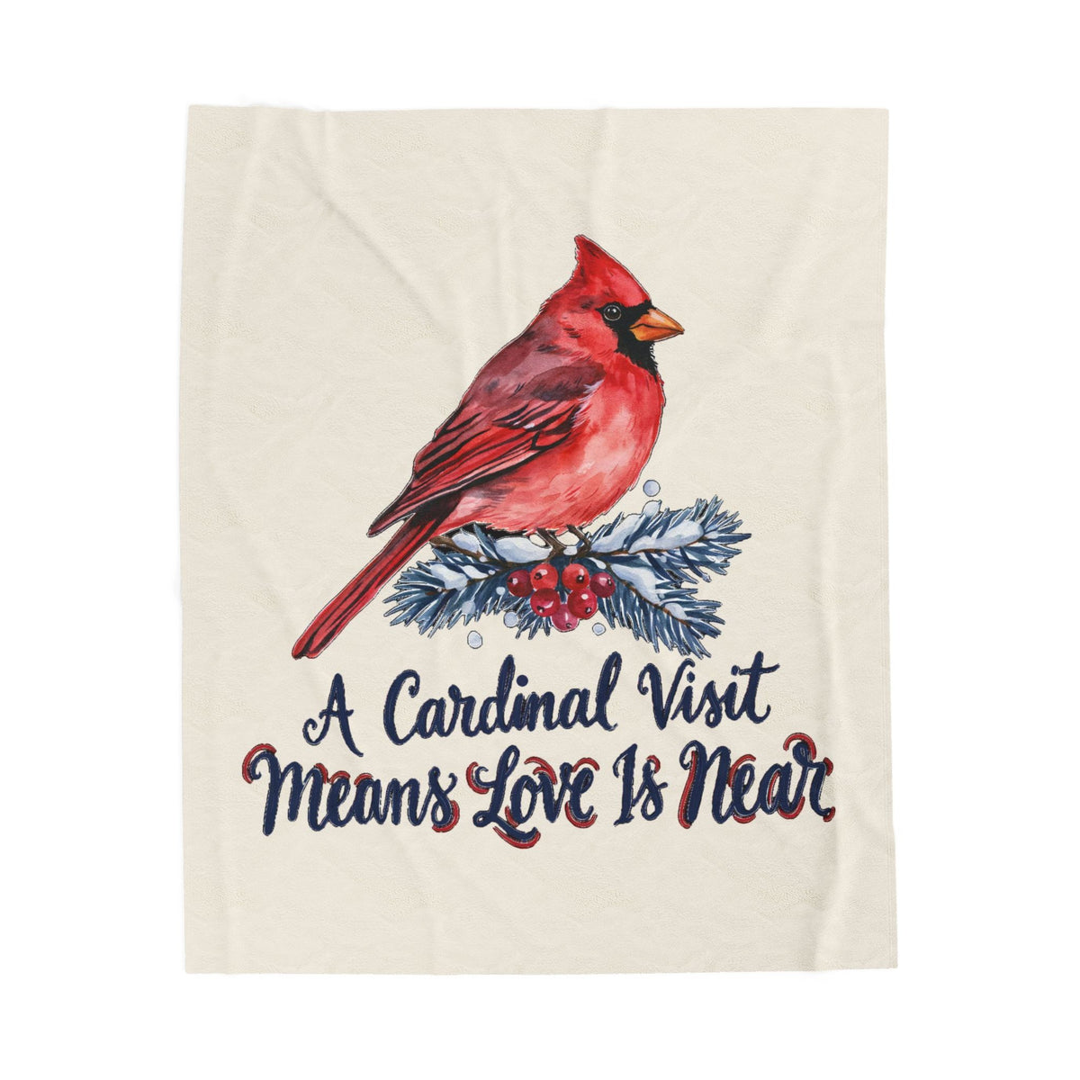A Cardinal Visit Means Love Is Near Christmas Blanket 50x60, Plush Holiday Throw