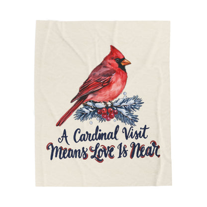 A Cardinal Visit Means Love Is Near Christmas Blanket 50x60, Plush Holiday Throw