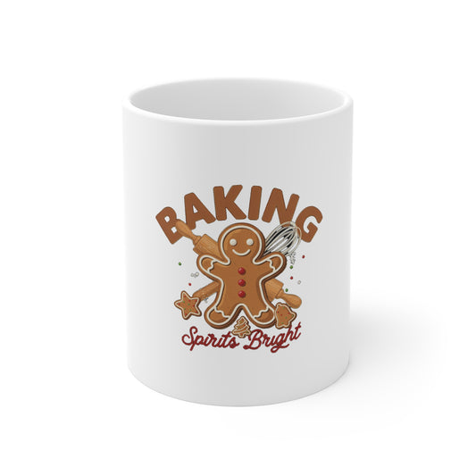 Baking Spirits Bright Mug, Christmas Baking Coffee Mug, Baker Gift 11oz
