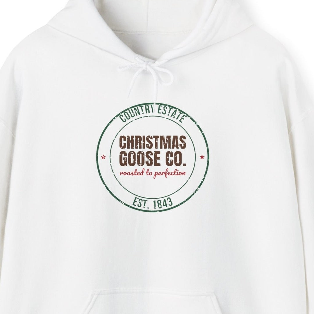 Country Estate Christmas Goose Co. Est. 1843 Hoodie, Vintage Christmas Hoodie lifestyle