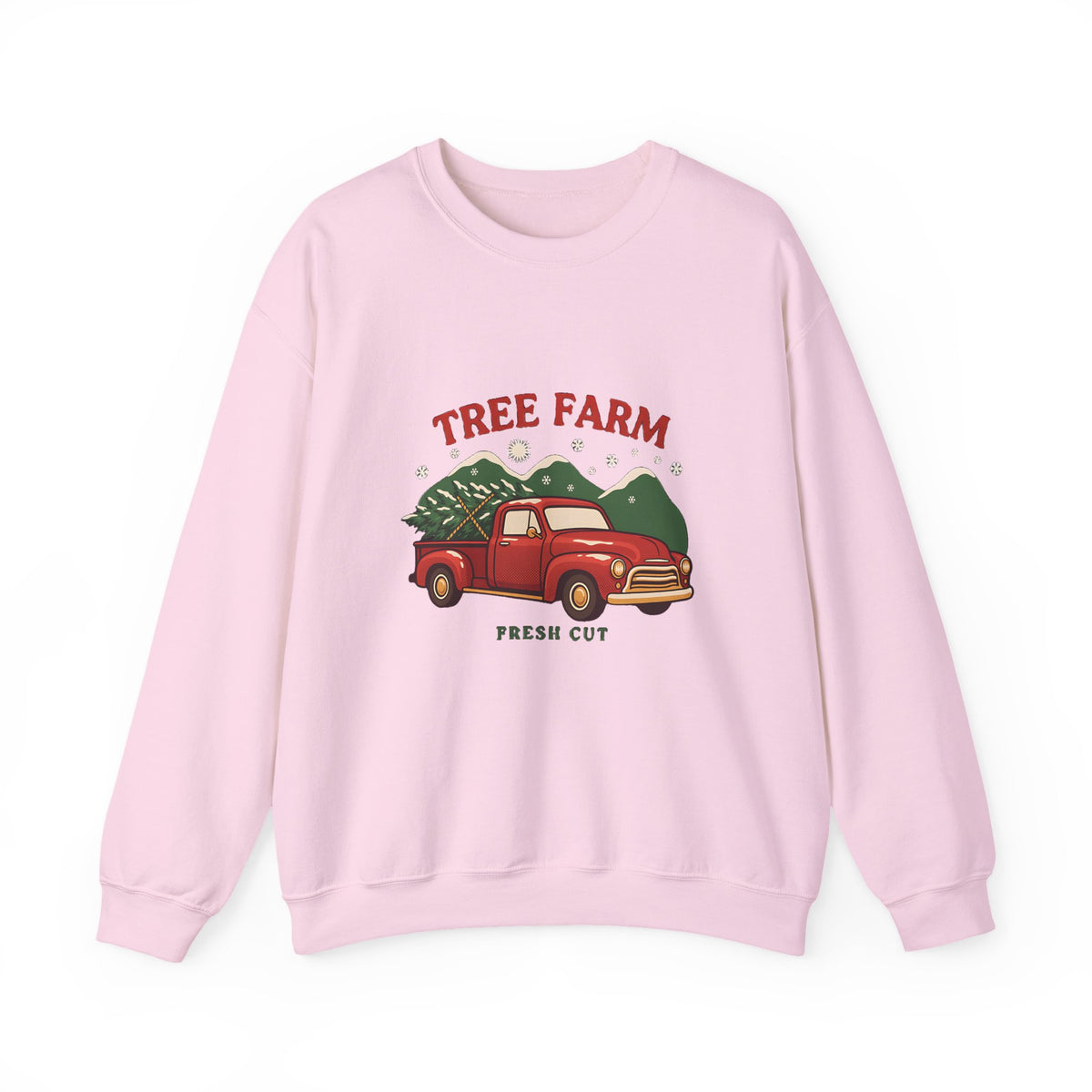 Christmas Tree Farm Sweatshirt, Vintage Red Truck Christmas Crewneck, Cozy Holiday Sweater