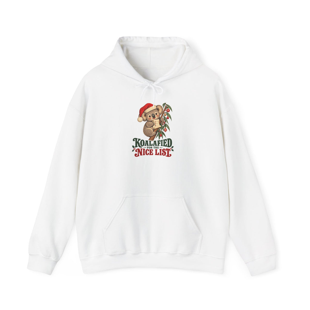 Koalafied for the Nice List Christmas Koala Hoodie, Koala Christmas Hoodie
