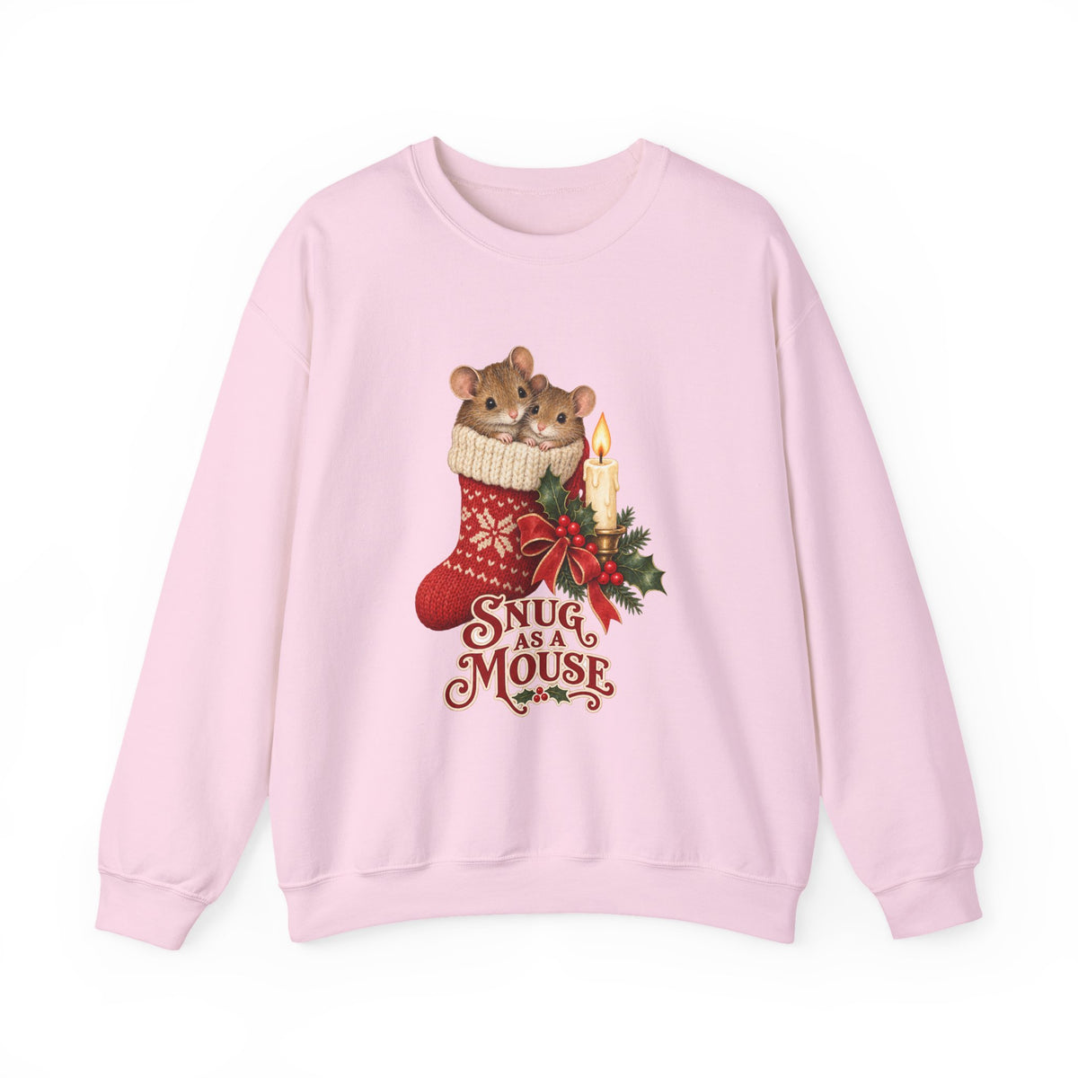 Snug as a Mouse Christmas Stocking Mice Sweatshirt, Christmas Mice Crewneck Sweatshirt