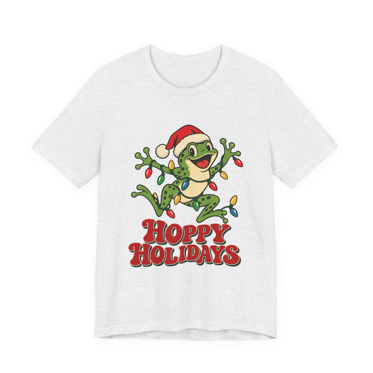 Hoppy Holidays Frog in Christmas Lights Shirt, Frog Christmas T-Shirt, Frog Christmas Gift