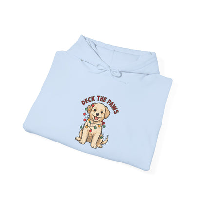 Deck the Paws Christmas Puppy Hoodie, Dog Christmas Hooded Sweatshirt