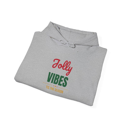 Jolly Vibes Tis the Season Hoodie, Christmas Hooded Sweatshirt, Retro Holiday Hoodie