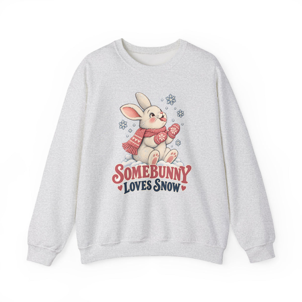 Somebunny Loves Snow Winter Bunny Sweatshirt, Snow Bunny Crewneck Sweatshirt