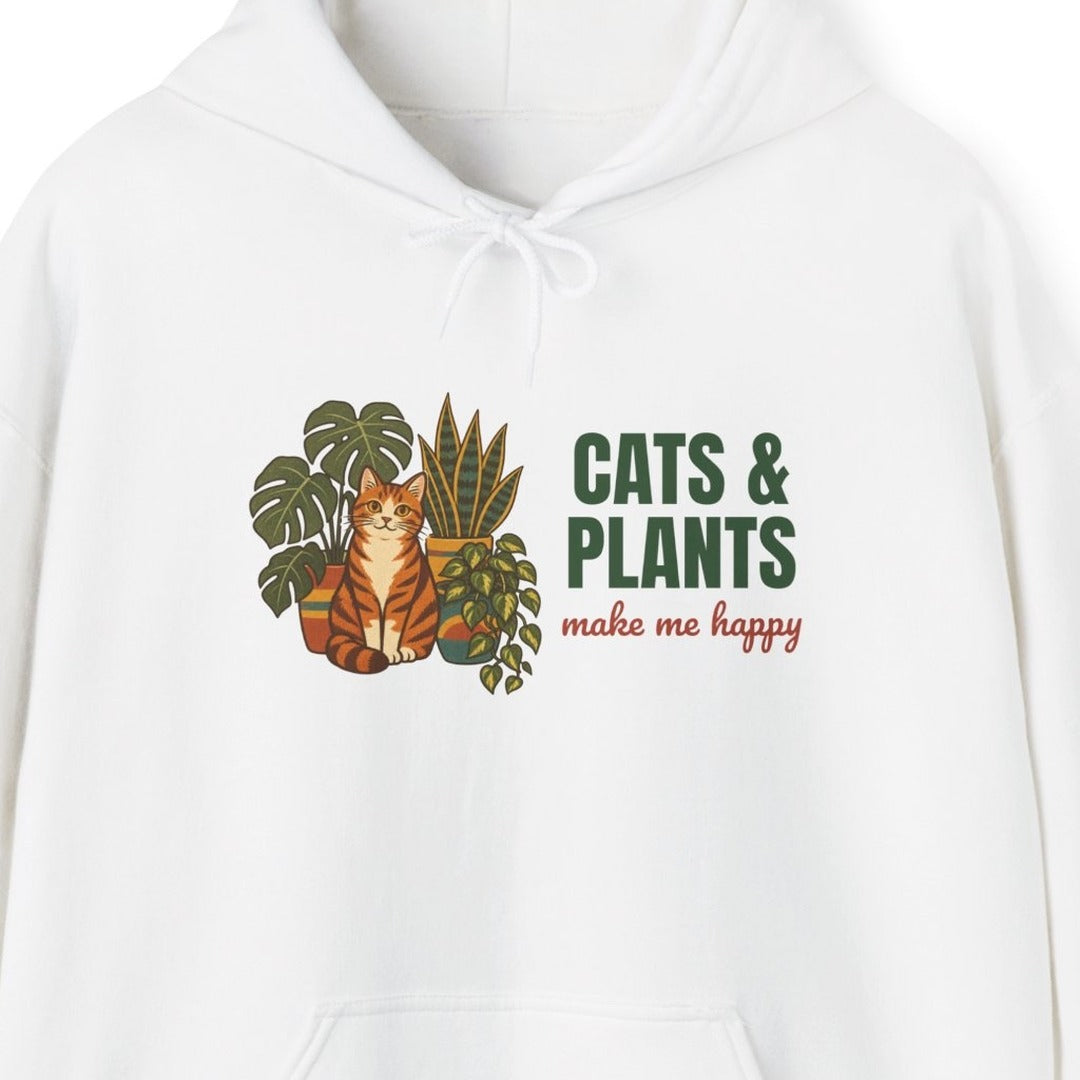Cats and Plants Make Me Happy Hoodie, Vintage Cats and Plants Hoodie lifestyle