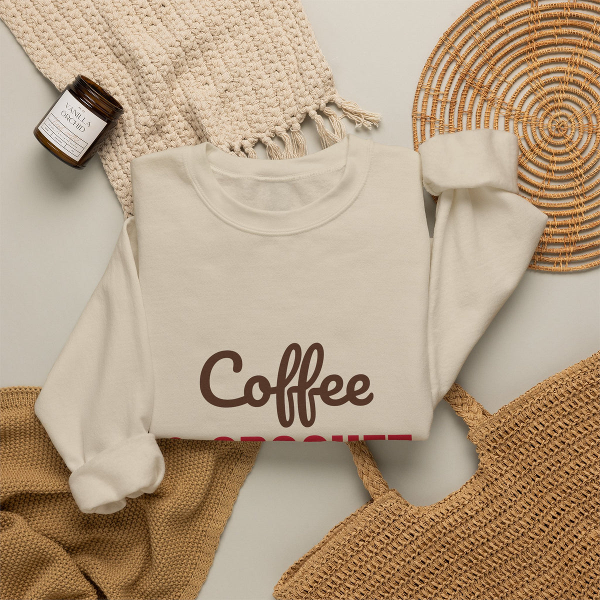 Coffee and Crochet Hooked on Both Sweatshirt, Crochet Crewneck, Yarn Lover Gift