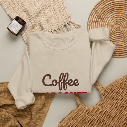 Coffee and Crochet Hooked on Both Sweatshirt, Crochet Crewneck, Yarn Lover Gift