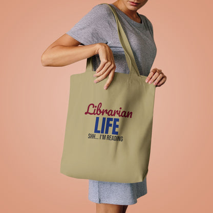 Librarian Life Shh I'm Reading Tote Bag, Librarian Canvas Tote Bag, Library Book Bag