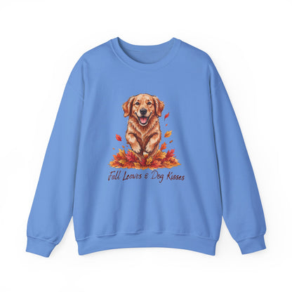Fall Leaves and Dog Kisses Sweatshirt, Fall Leaves Dog Crewneck Sweatshirt