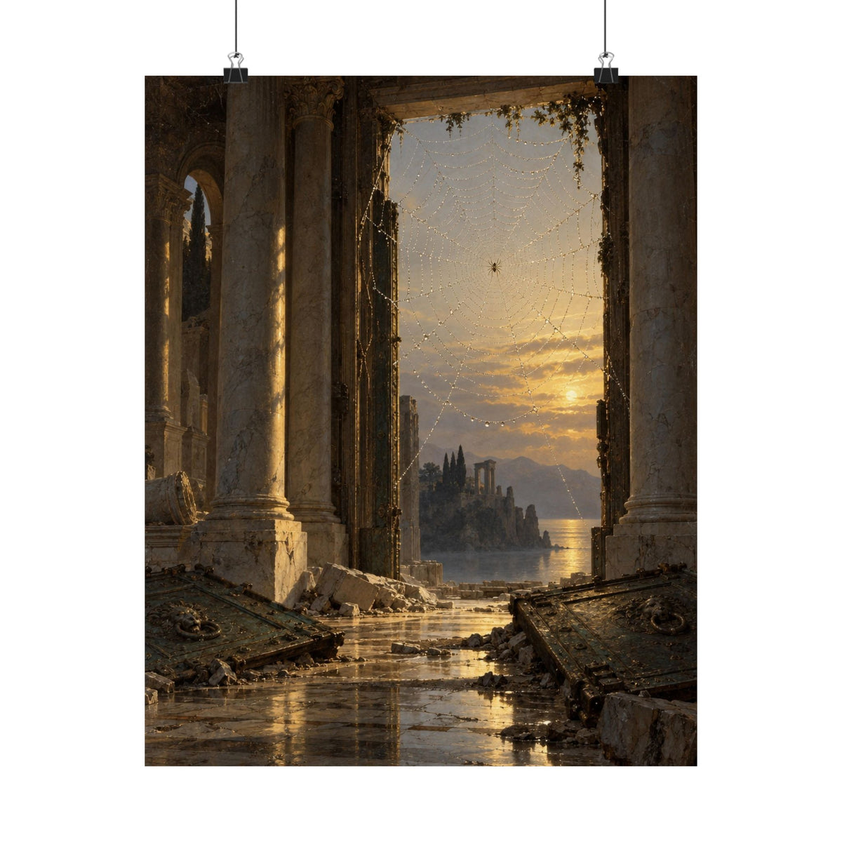 The Guardian of the Ruined Palace Art Print Poster, Symbolic Oil Painting Wall Art, By Xudeyda